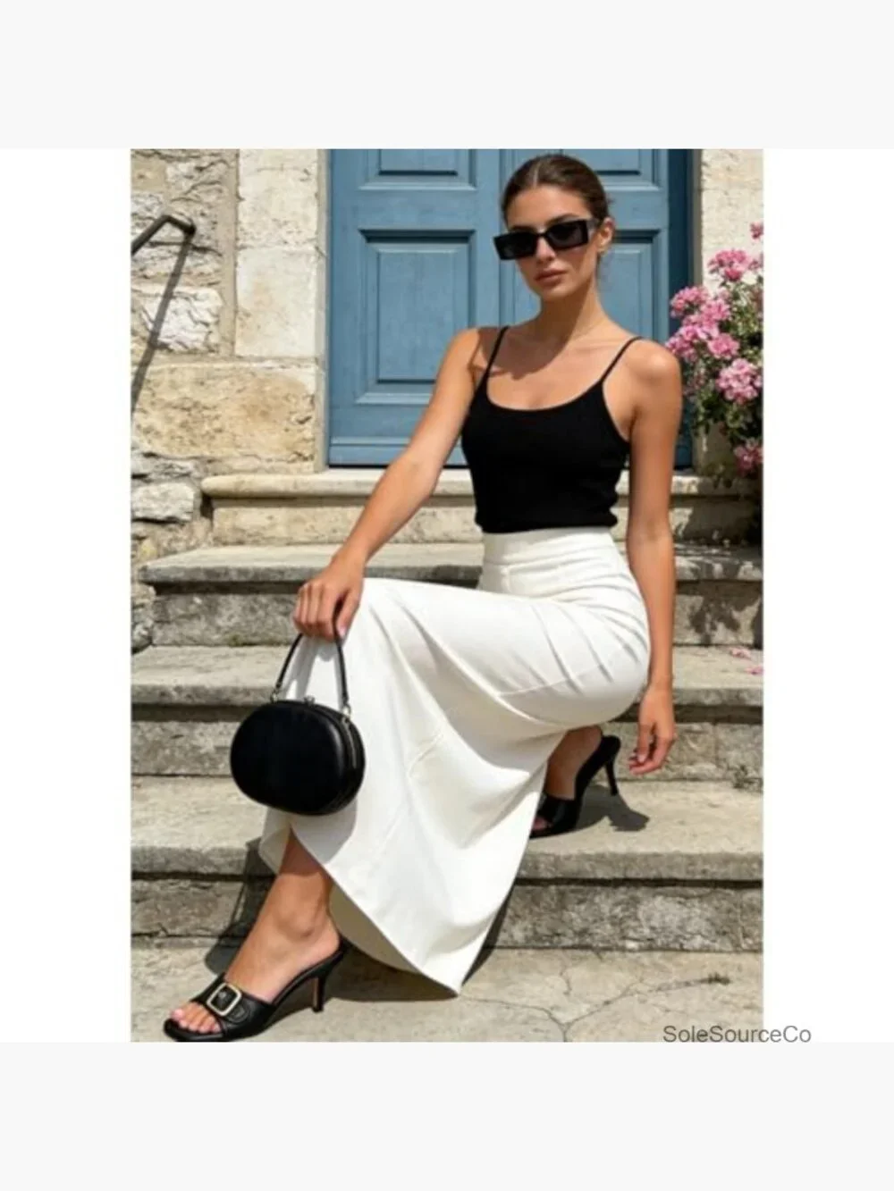Kitten Heel Slide Sandals Square Open Toe Dress Shoes